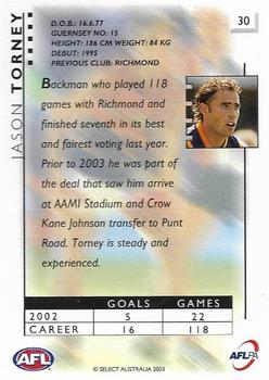 2003 Select XL Ultra AFL #30 Jason Torney Back